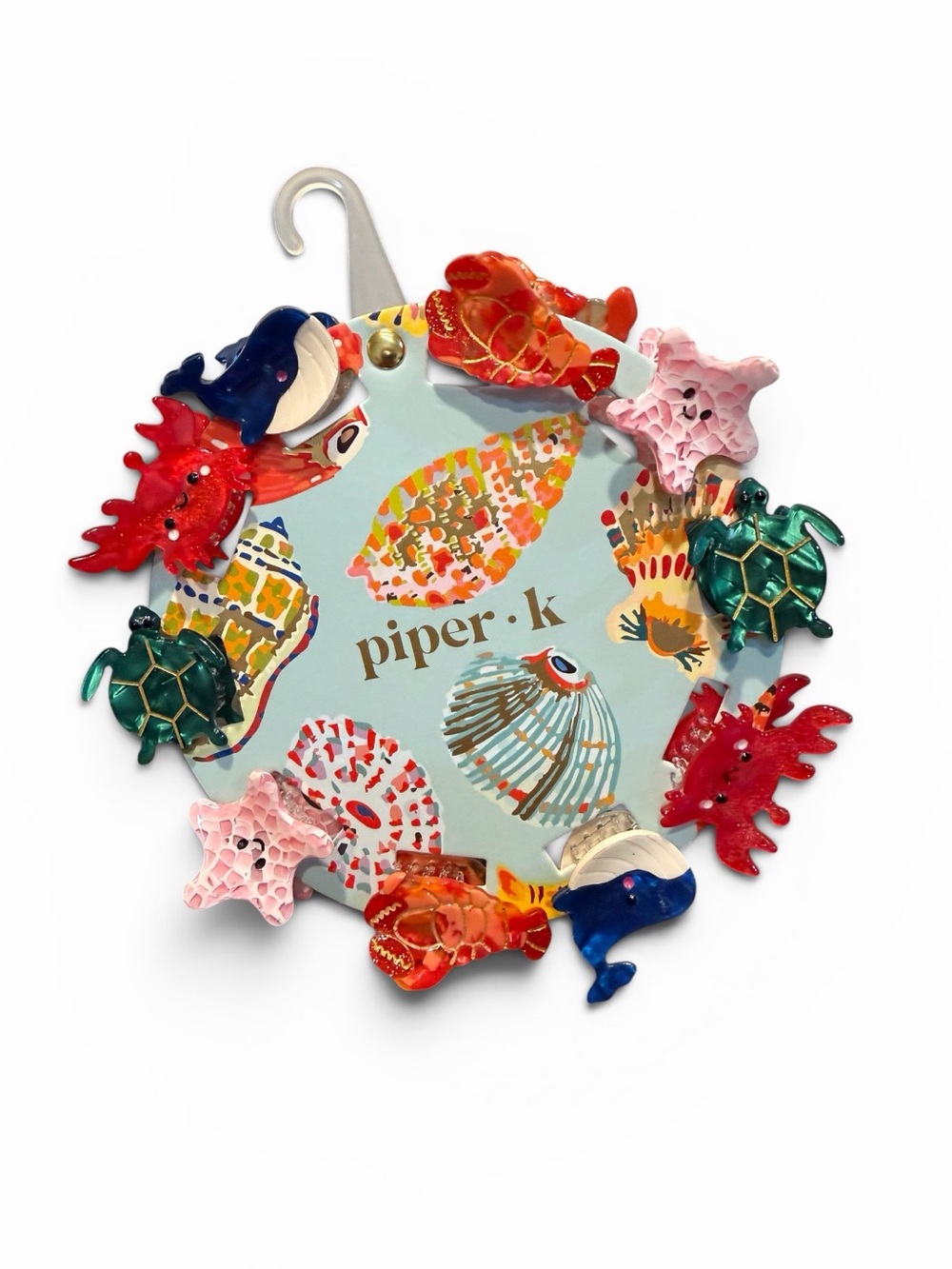 Piper K Ocean Sea Life Hair Clips Set Lobster Turtle Whale Starfish